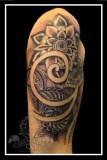 Mandala with curl half sleeve